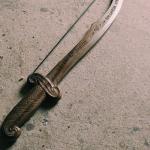#107 Gusle with icons (St. George, St. John) made from plum wood